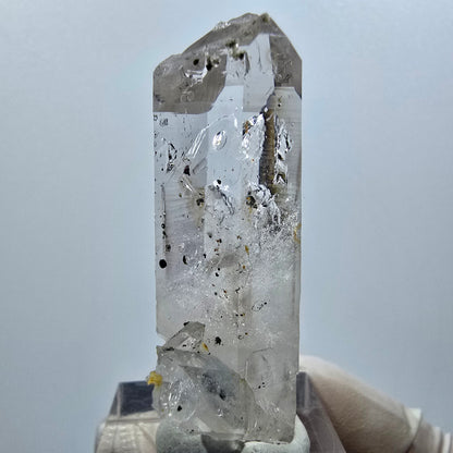 Quartz fumé squelette Lémurien Enhydro avec hématite, 1 bulle Mine Streep Namibie 48*17*24mm #12628