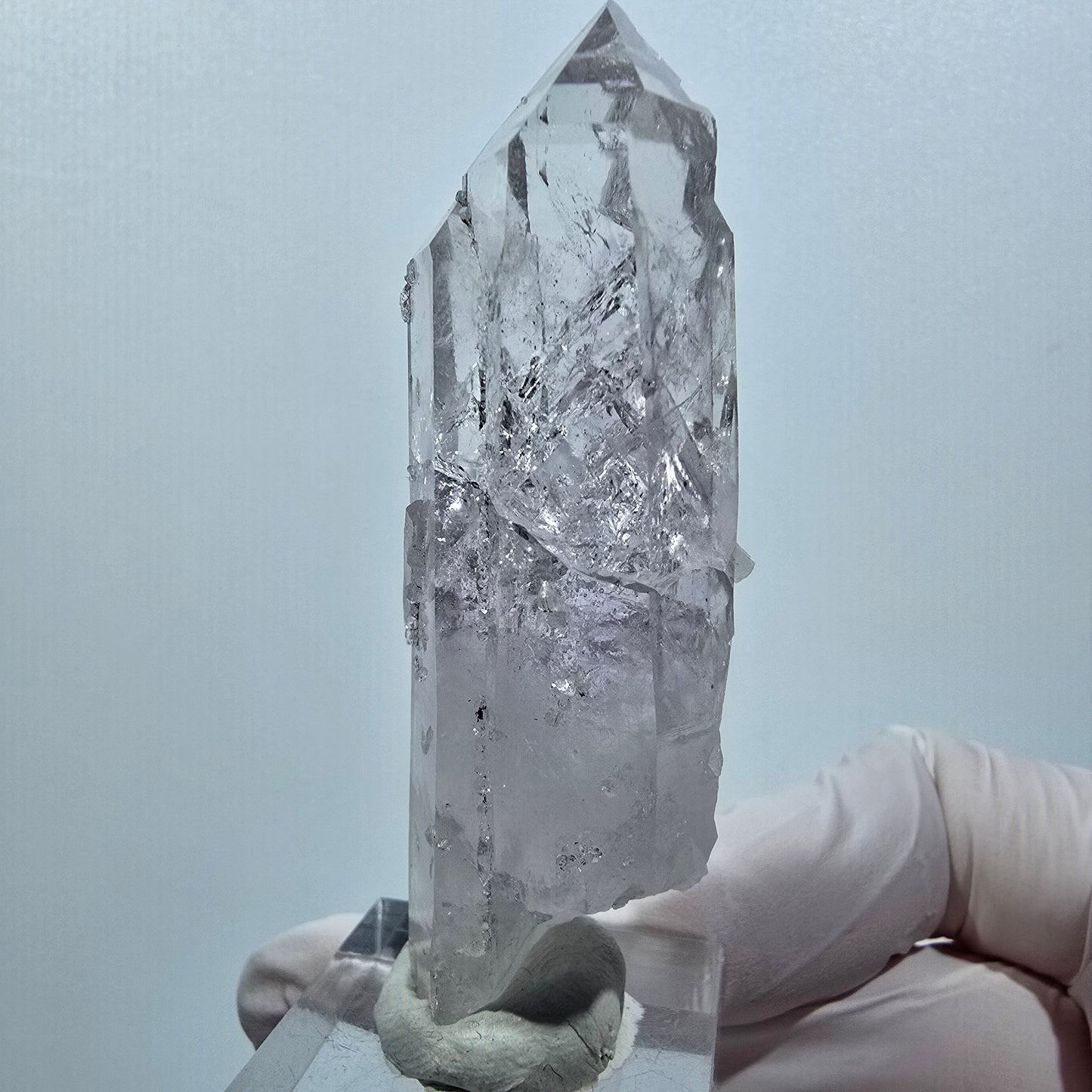 Améthyste fantôme lémurienne avec analcime, préhnite mine de Streep Goboboseb, Namibie 66*22*17mm #12630