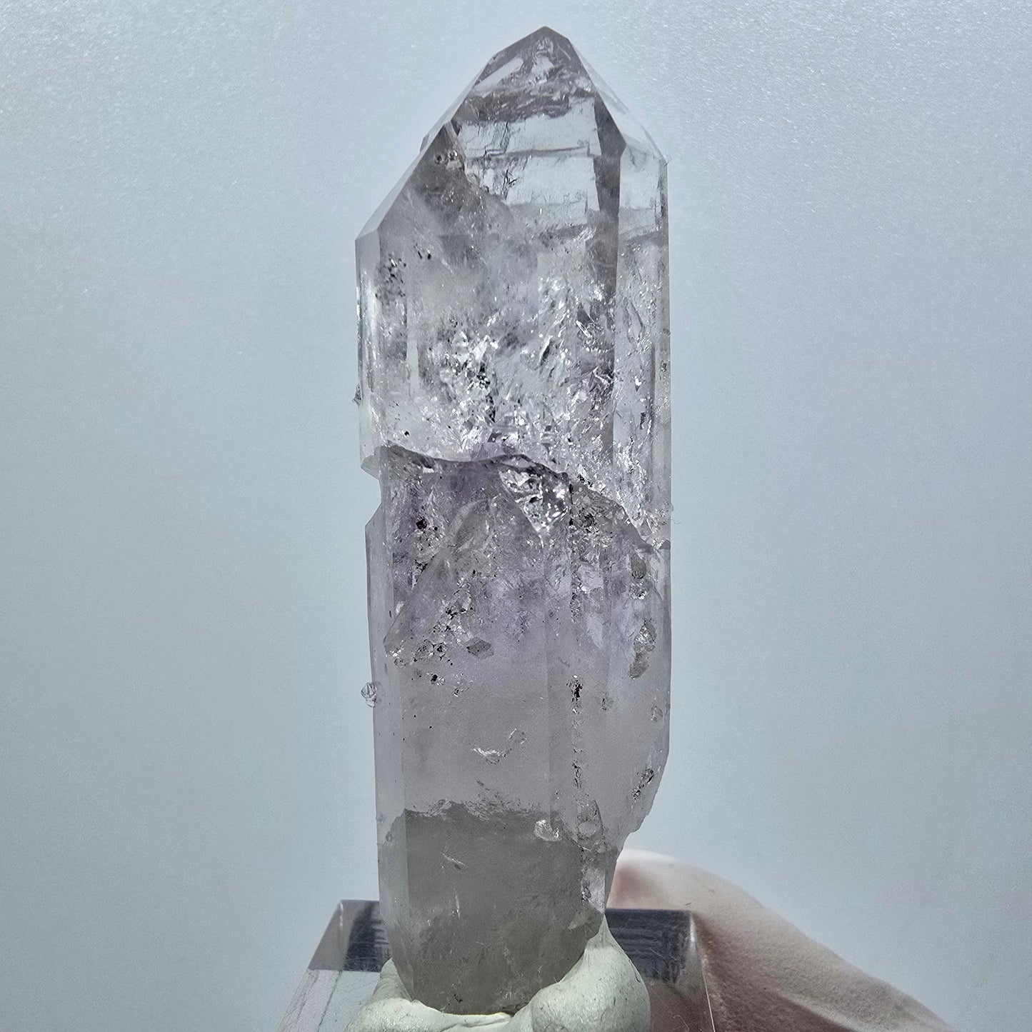 Améthyste fantôme lémurienne avec analcime, préhnite mine de Streep Goboboseb, Namibie 66*22*17mm #12630