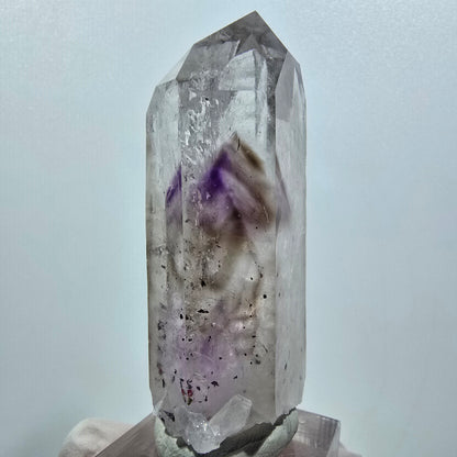 Améthyste Enhydre Harlequin Lémurien Fantôme avec Prehnite Mine de Streep, Namibie 64*33*21mm #12635