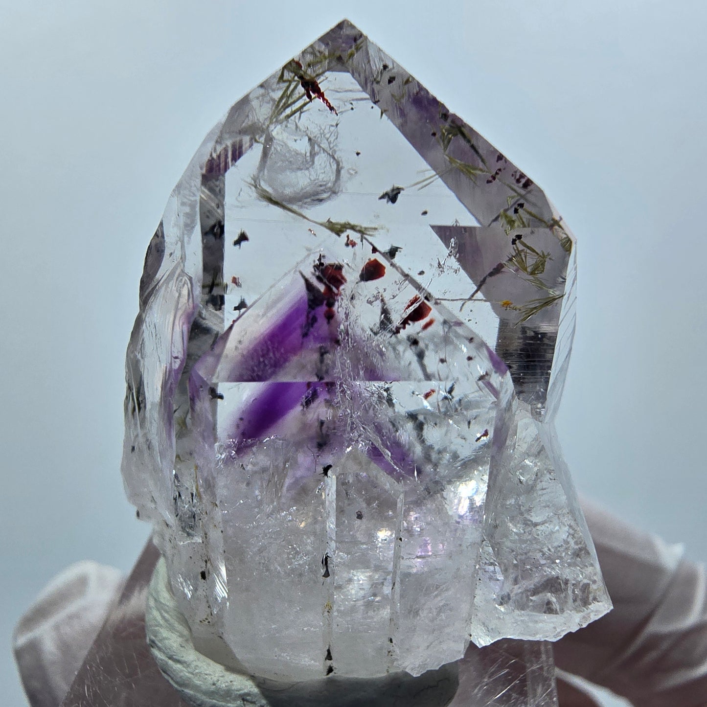 Harlekin Skelett Phantom Amethyst, Epidot Spitze Streep Mine Goboboseb, Namibia 37*29*20mm #12636