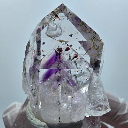 Harlekin Skelett Phantom Amethyst, Epidot Spitze Streep Mine Goboboseb, Namibia 37*29*20mm #12636