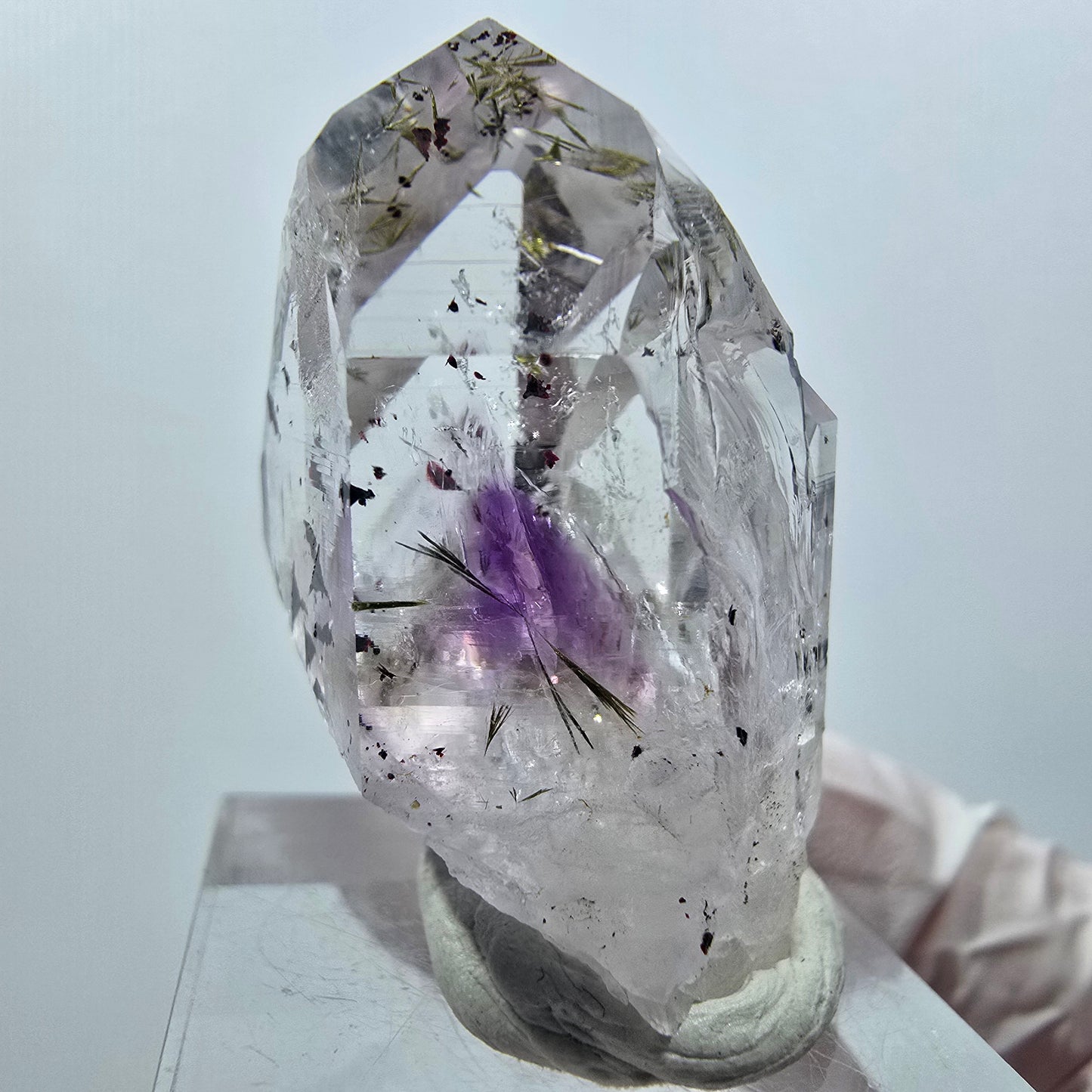 Harlekin Skelett Phantom Amethyst, Epidot Spitze Streep Mine Goboboseb, Namibia 37*29*20mm #12636