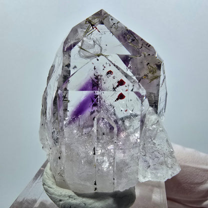 Harlekin Skelett Phantom Amethyst, Epidot Spitze Streep Mine Goboboseb, Namibia 37*29*20mm #12636