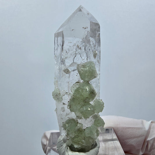 Lemurian Quartz with Prehnite Tip Streep Mine Goboboseb, Namibia 52*18*17mm #12638