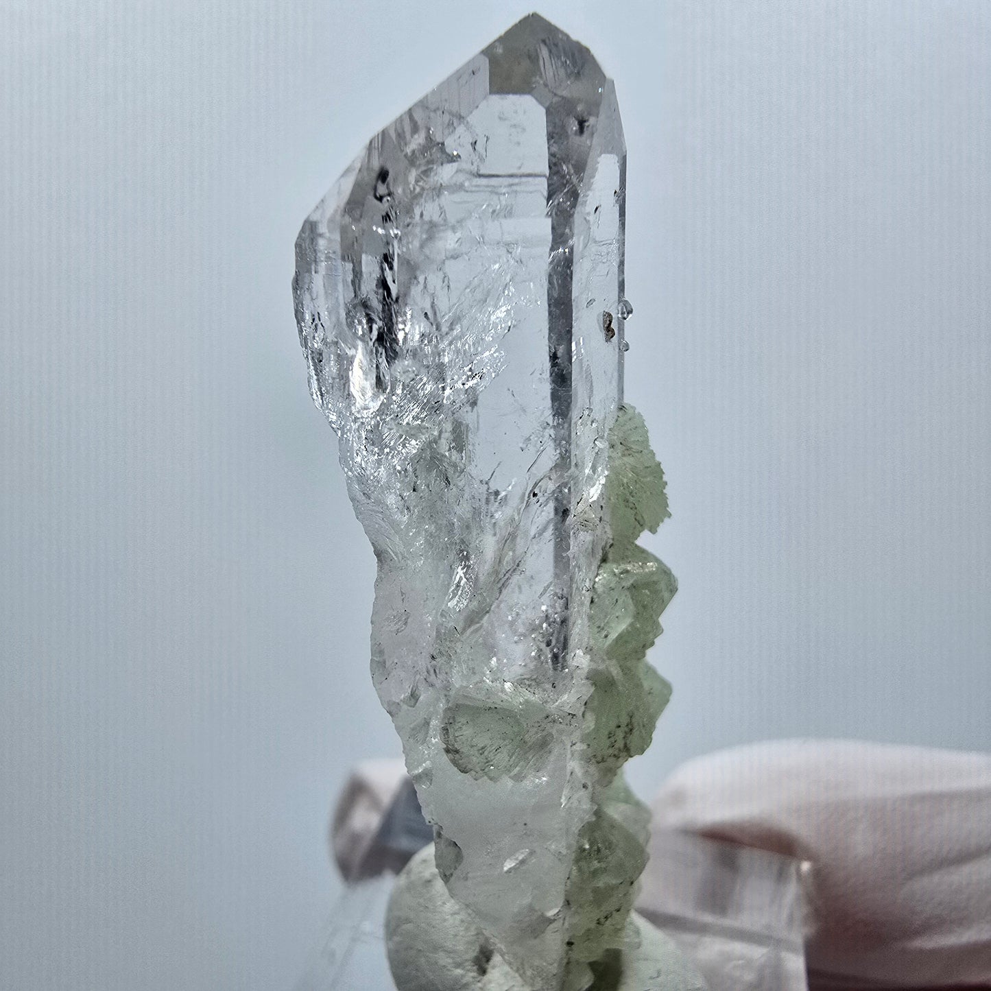 Lemurian Quartz with Prehnite Tip Streep Mine Goboboseb, Namibia 52*18*17mm #12638