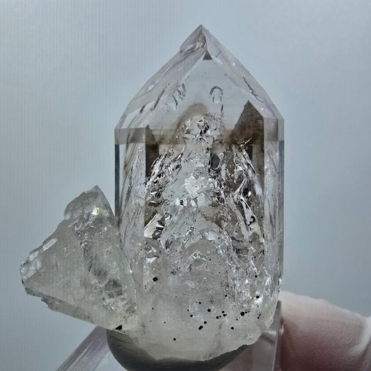 Enhydro Lemurian Phantom Smoky Quartz, Calcite, 4x Bubble 1x Particle Streep Mine Namibia 47*34*26mm #12639