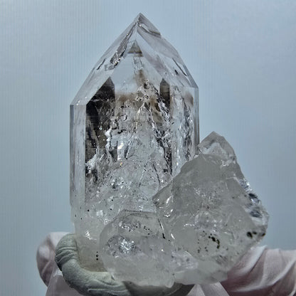 Enhydro Lemurian Phantom Smoky Quartz, Calcite, 4x Bubble 1x Particle Streep Mine Namibia 47*34*26mm #12639
