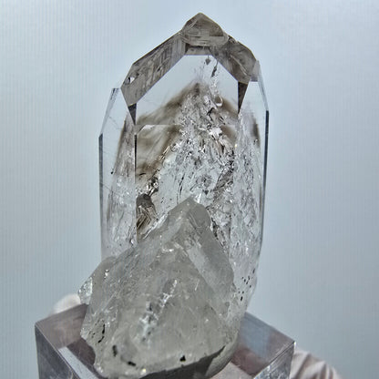 Enhydro Lemurian Phantom Smoky Quartz, Calcite, 4x Bubble 1x Particle Streep Mine Namibia 47*34*26mm #12639