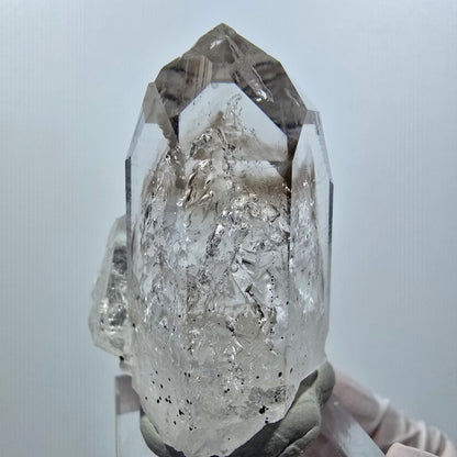 Enhydro Lemurian Phantom Smoky Quartz, Calcite, 4x Bubble 1x Particle Streep Mine Namibia 47*34*26mm #12639