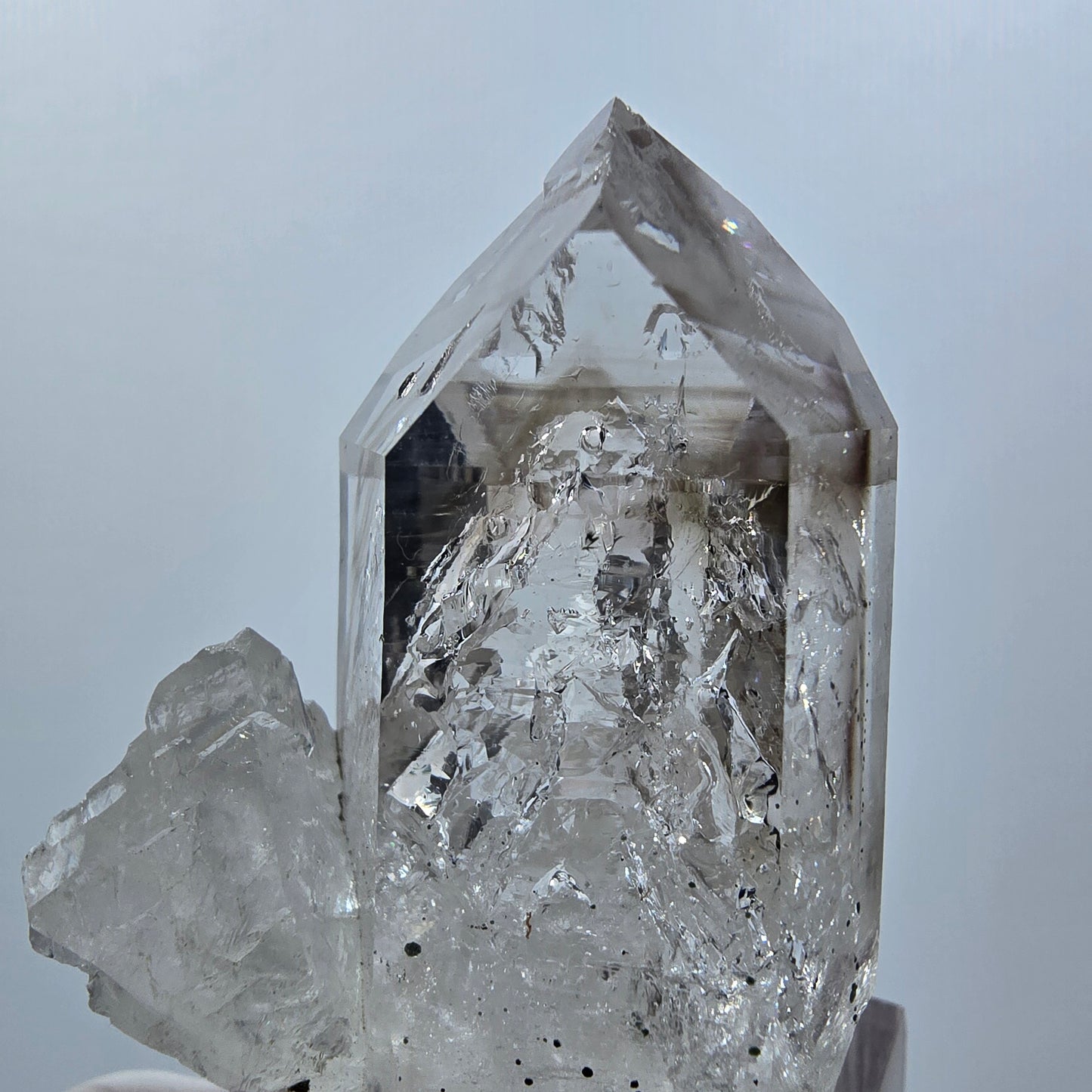 Enhydro Lemurian Phantom Smoky Quartz, Calcite, 4x Bubble 1x Particle Streep Mine Namibia 47*34*26mm #12639