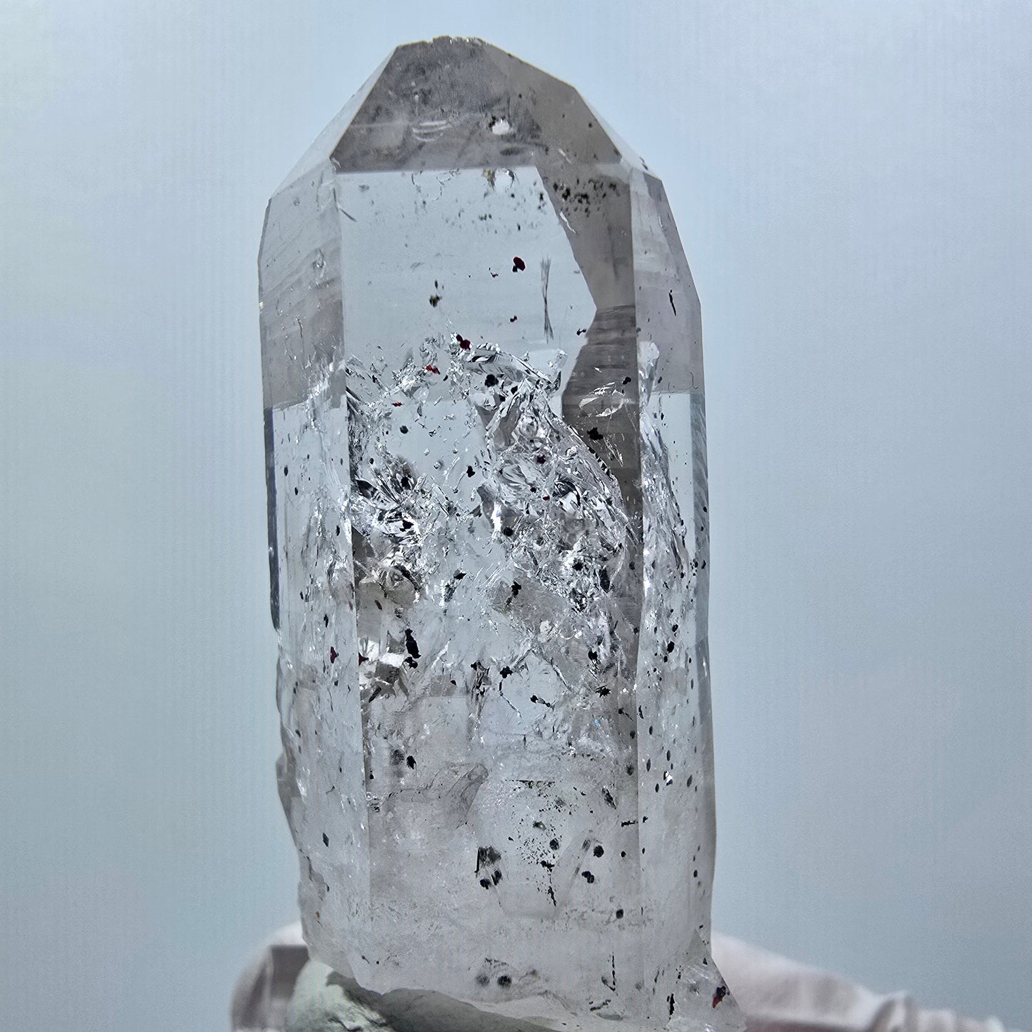 Enhydro Lemurian Phantom Rauchquarz, Hämatit, 4x Blase Streep Mine Namibia 55*21*20mm #12640