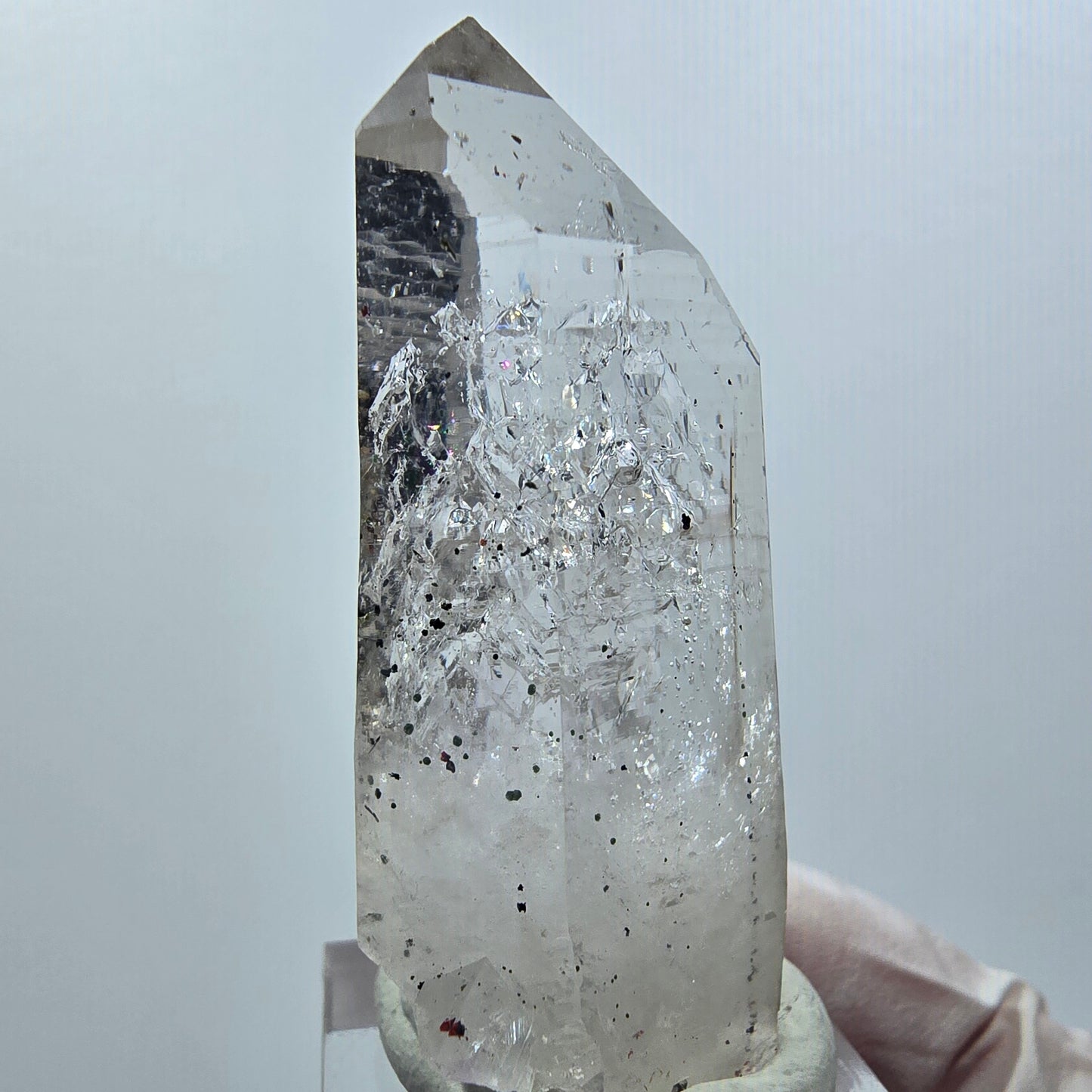 Enhydro Lemurian Phantom Rauchquarz, Hämatit, 4x Blase Streep Mine Namibia 55*21*20mm #12640