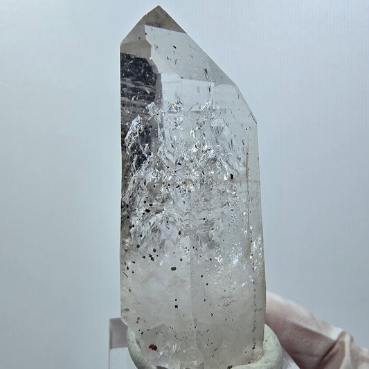 Enhydro Lemurian Phantom Smoky Quartz, Hematite, 4x Bubble Streep Mine Namibia 55*21*20mm #12640