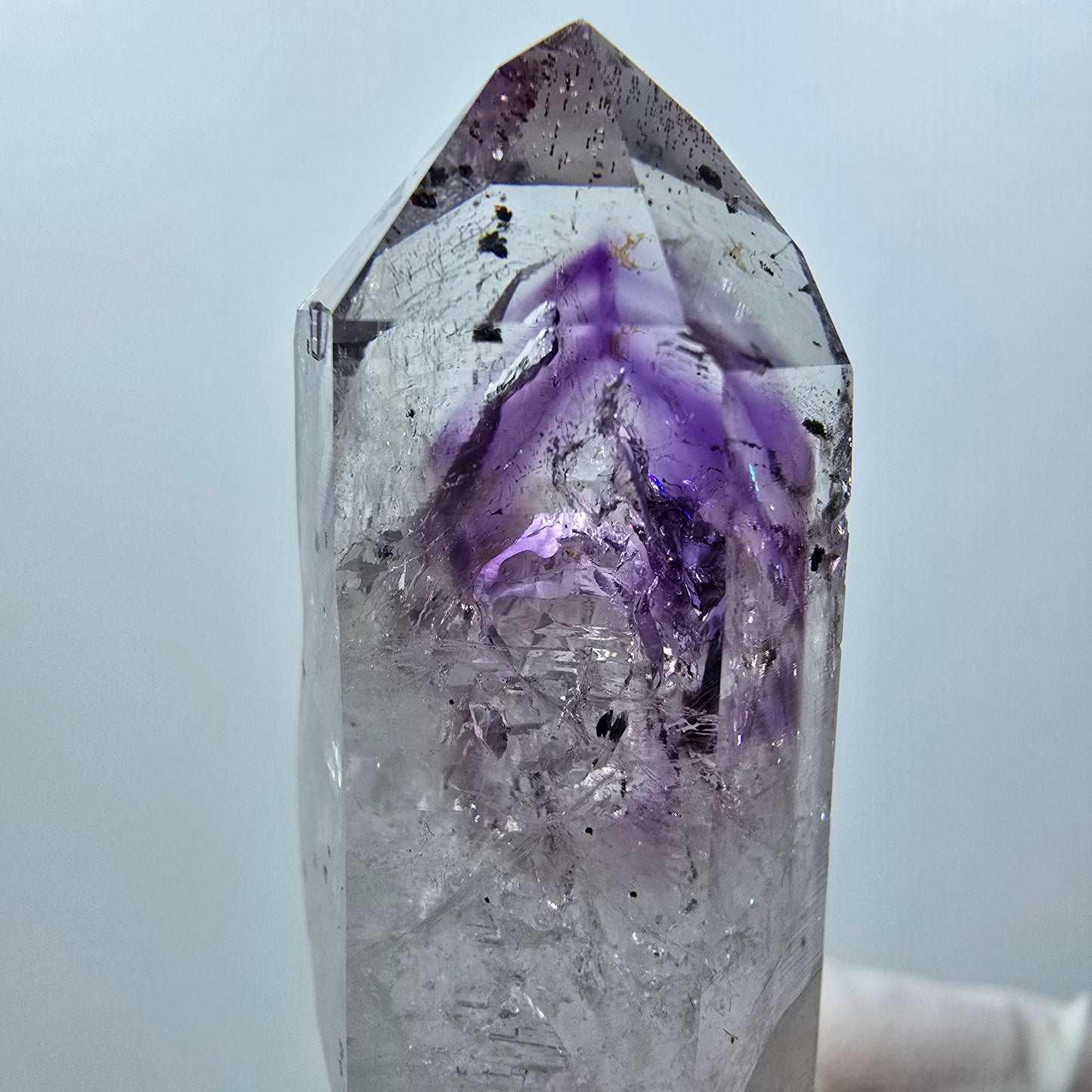 Harlekin Skelett Phantom Amethyst, Epidot Spitze Streep Mine Goboboseb, Namibia 54*19*19mm #12644