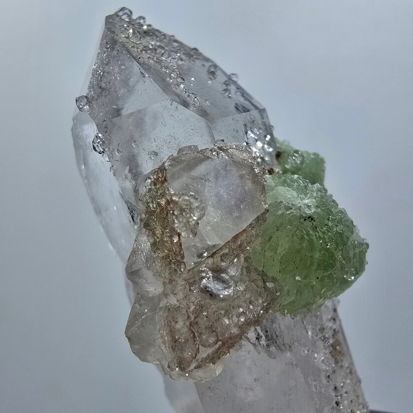 Harlequin Skeleton Phantom Amethyst, Analcime, Prehnite Calcite Streep Mine Namibia 56*30*24mm #12645