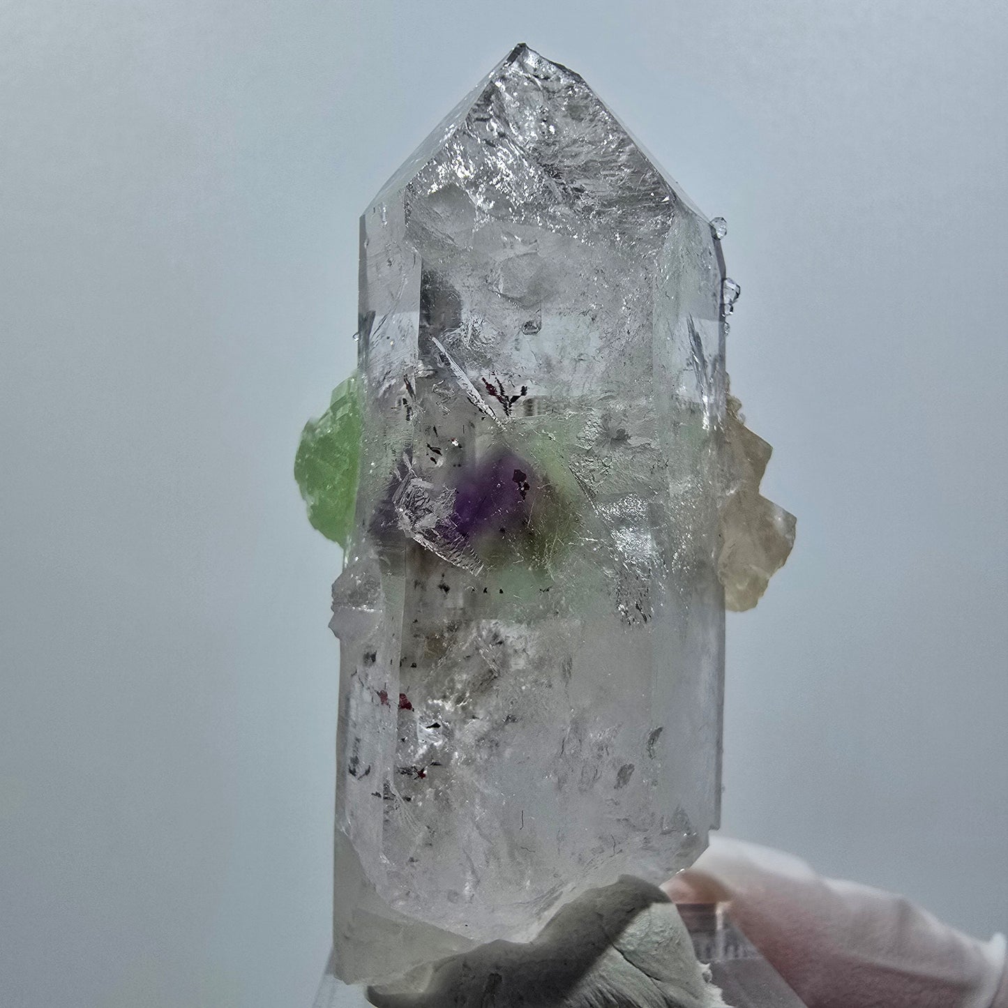 Harlequin Skeleton Phantom Amethyst, Analcime, Prehnite Calcite Streep Mine Namibia 56*30*24mm #12645
