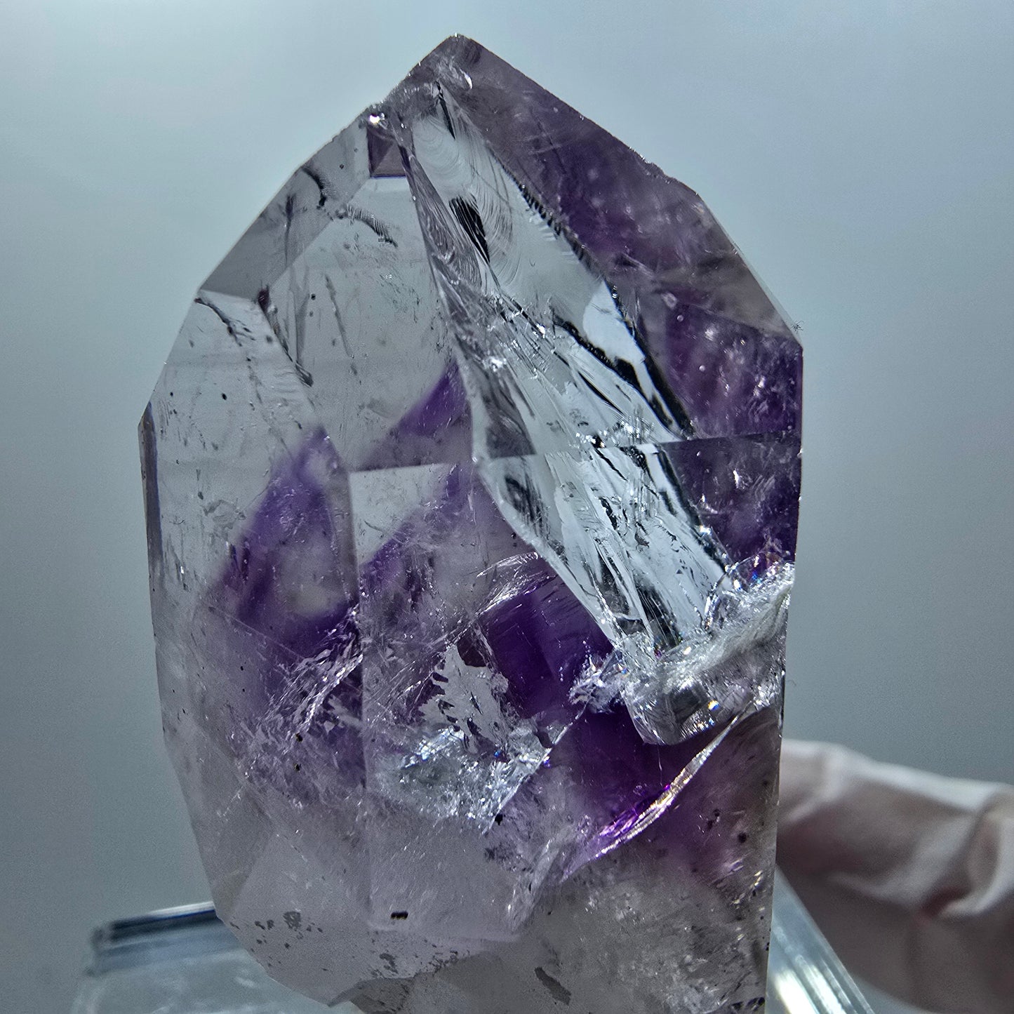 Améthyste fantôme squelette lémurien avec hématite, mine de Streep Goboboseb, Namibie 57*28*23mm #12646