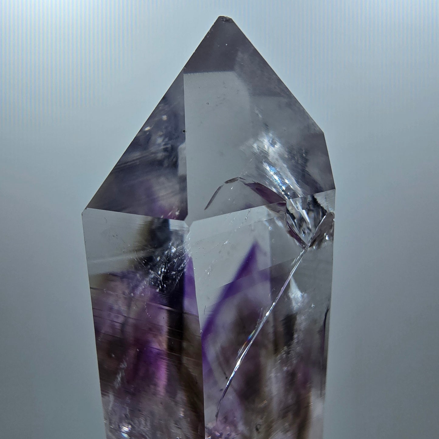 Améthyste fantôme lémuienne Enhydro, hématite, 1 bulle mine Streep Namibie 51*21*15mm #12647