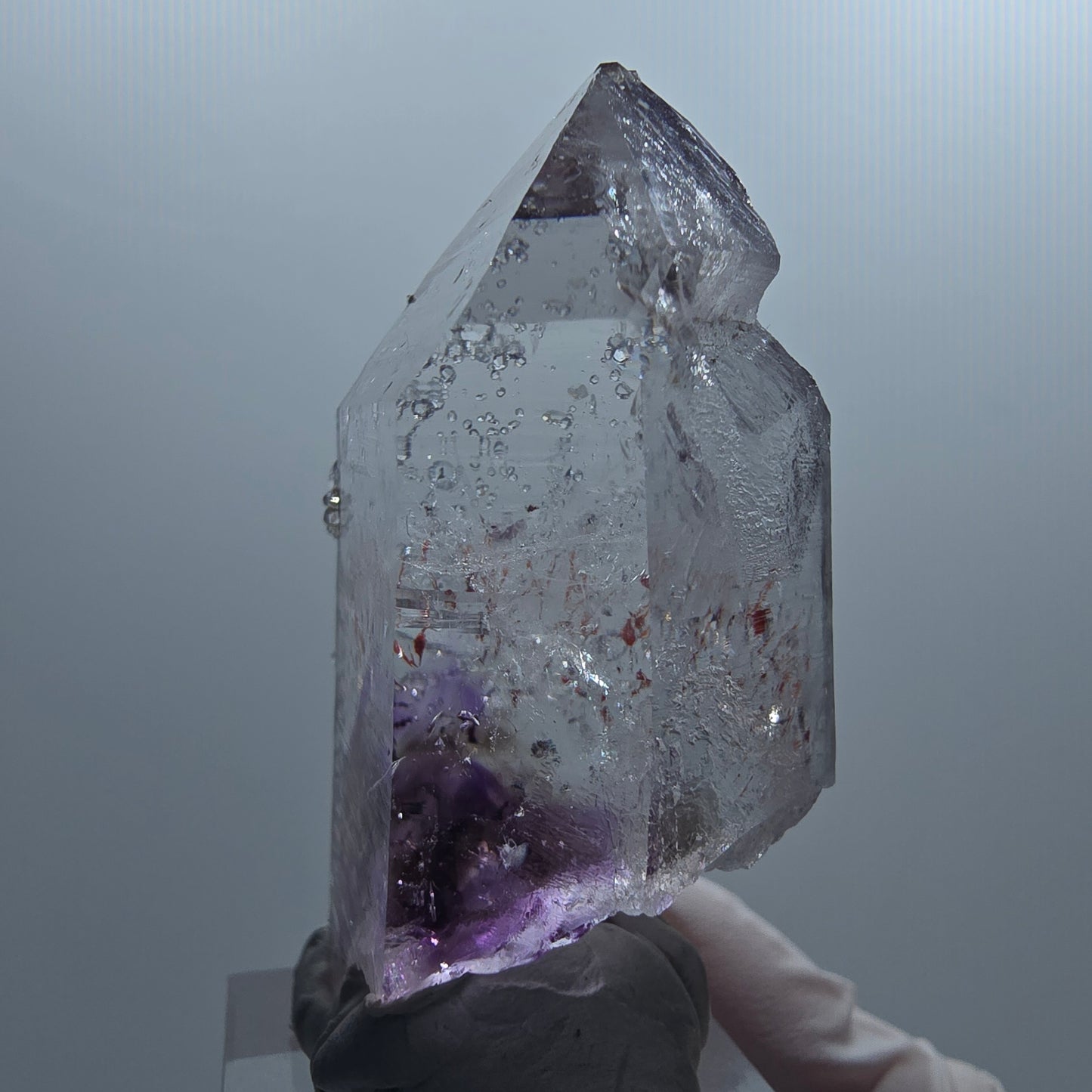 Améthyste fantôme léenne arlequin avec streep d'analcime Mine de Goboboseb, Namibie 54*27*26mm #12648