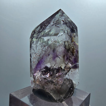 Harlekin Lemurian Phantom Amethyst mit Prehnit Streep Mine Goboboseb, Namibia 44*27*22mm #12650