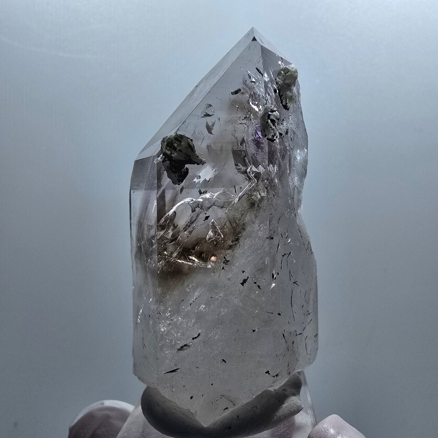 Améthyste fantôme léenne Enhydro, hématite, épidote 2x Blase Streep Mine Namibie 58*28*29mm #12655