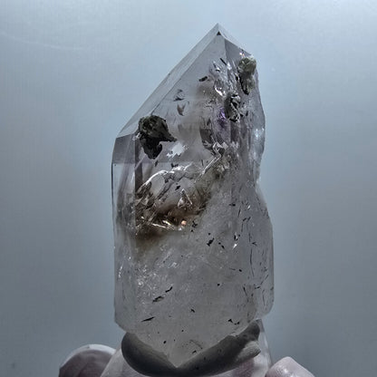 Améthyste fantôme léenne Enhydro, hématite, épidote 2x Blase Streep Mine Namibie 58*28*29mm #12655