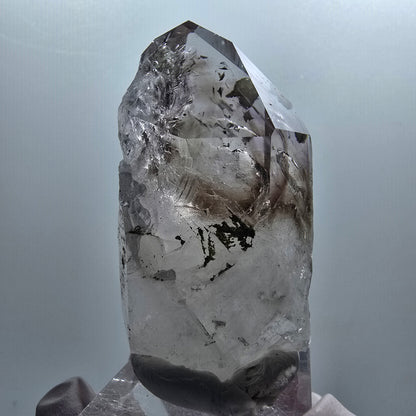 Améthyste fantôme léenne Enhydro, hématite, épidote 2x Blase Streep Mine Namibie 58*28*29mm #12655