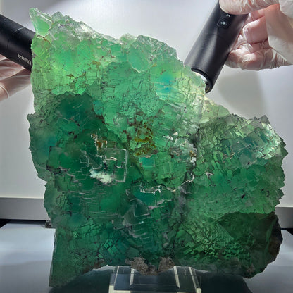 XXL Phantom Fluorite Cube Specimen, stepped, green Omehane, Namibia 200*180*80mm #12657