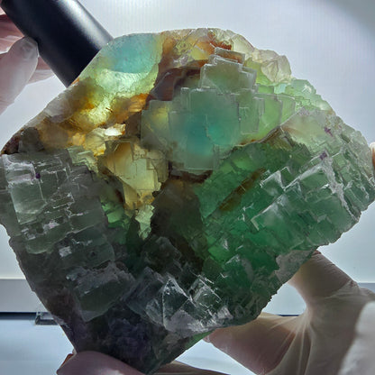 XXL Phantom Fluorite Cube Specimen, stepped, green Omehane, Namibia 131*106*61mm #12658