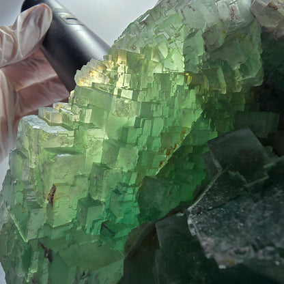 XXL Phantom Fluorite Cube Specimen, stepped, green Omehane, Namibia 131*106*61mm #12658