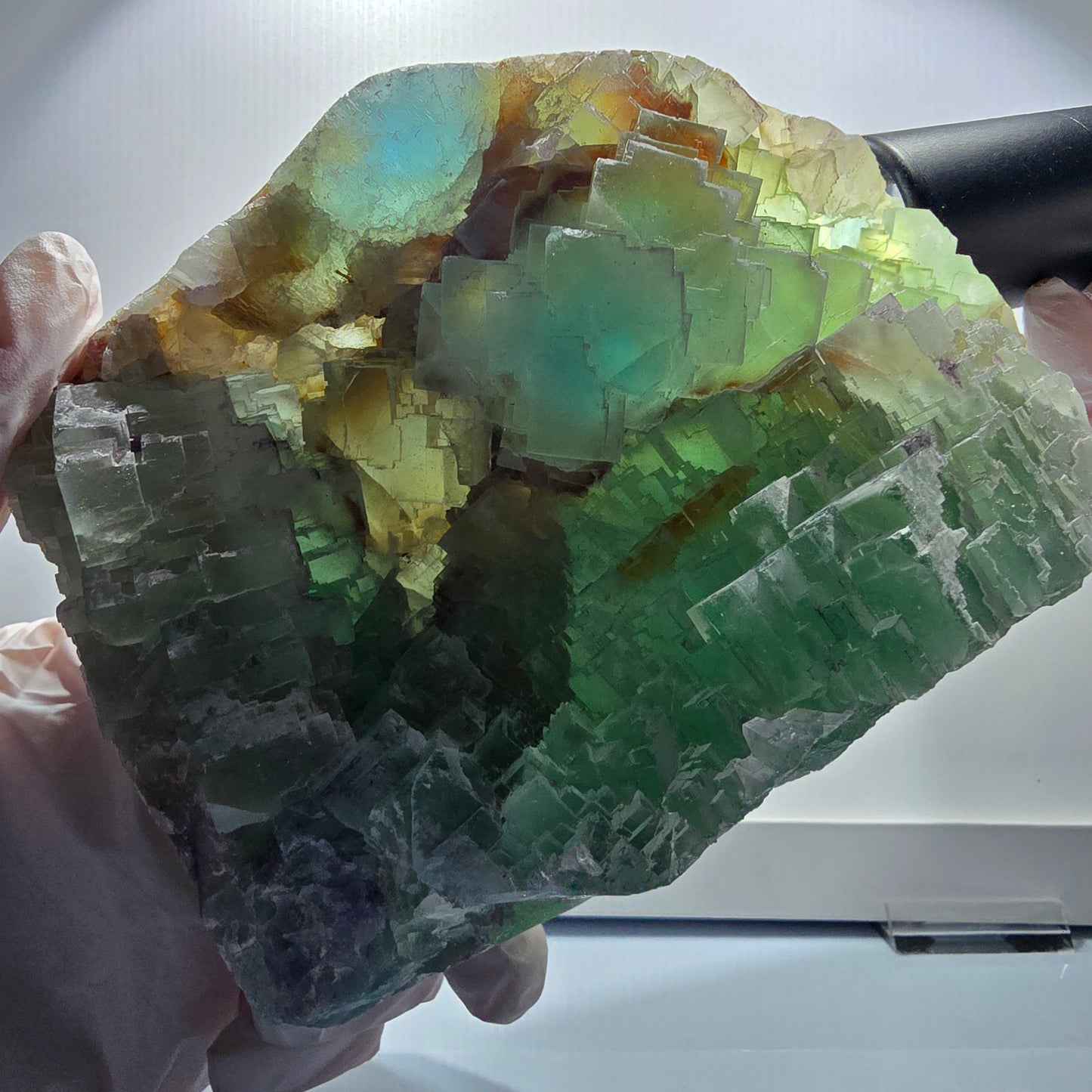XXL Phantom Fluorite Cube Specimen, stepped, green Omehane, Namibia 131*106*61mm #12658