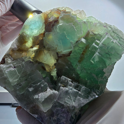 XXL Phantom Fluorite Cube Specimen, stepped, green Omehane, Namibia 131*106*61mm #12658