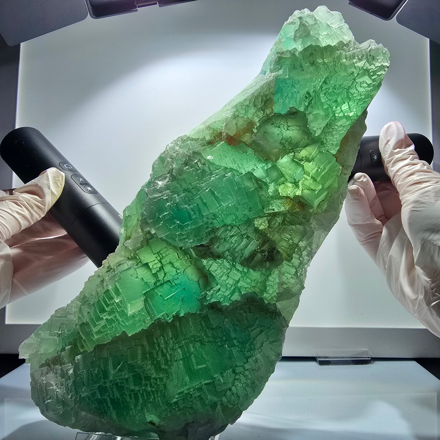 XXL Phantom Fluorite Cube Specimen, stepped, green Omehane, Namibia 240*102*60mm #12659