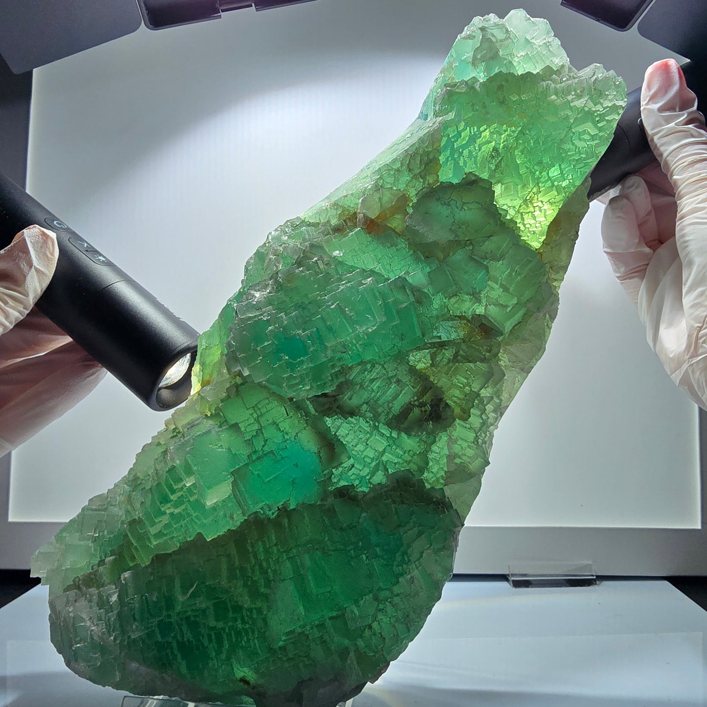 XXL Phantom Fluorite Cube Specimen, stepped, green Omehane, Namibia 240*102*60mm #12659