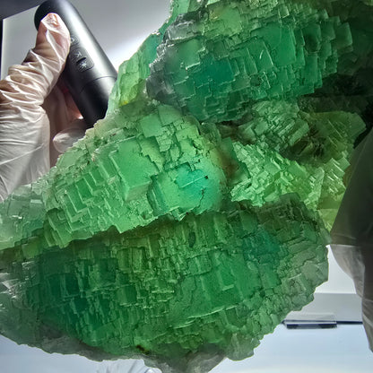 XXL Phantom Fluorite Cube Specimen, stepped, green Omehane, Namibia 240*102*60mm #12659