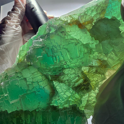 XXL Phantom Fluorite Cube Specimen, stepped, green Omehane, Namibia 240*102*60mm #12659