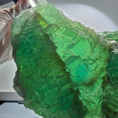 XXL Phantom Fluorite Cube Specimen, stepped, green Omehane, Namibia 240*102*60mm #12659