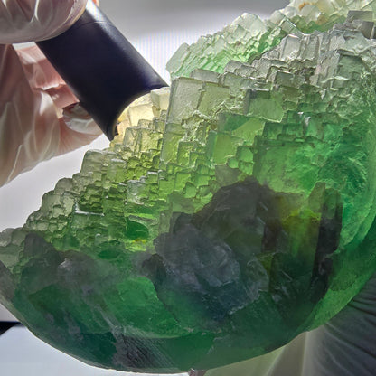 XXL Phantom Fluorite Cube Specimen, stepped, green Omehane, Namibia 240*102*60mm #12659