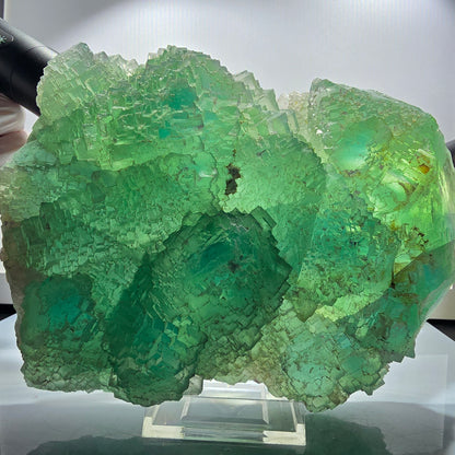 XXL Cube de Fluorite Phantom, étagé, vert Omehane, Namibie 200*148*45mm #12660