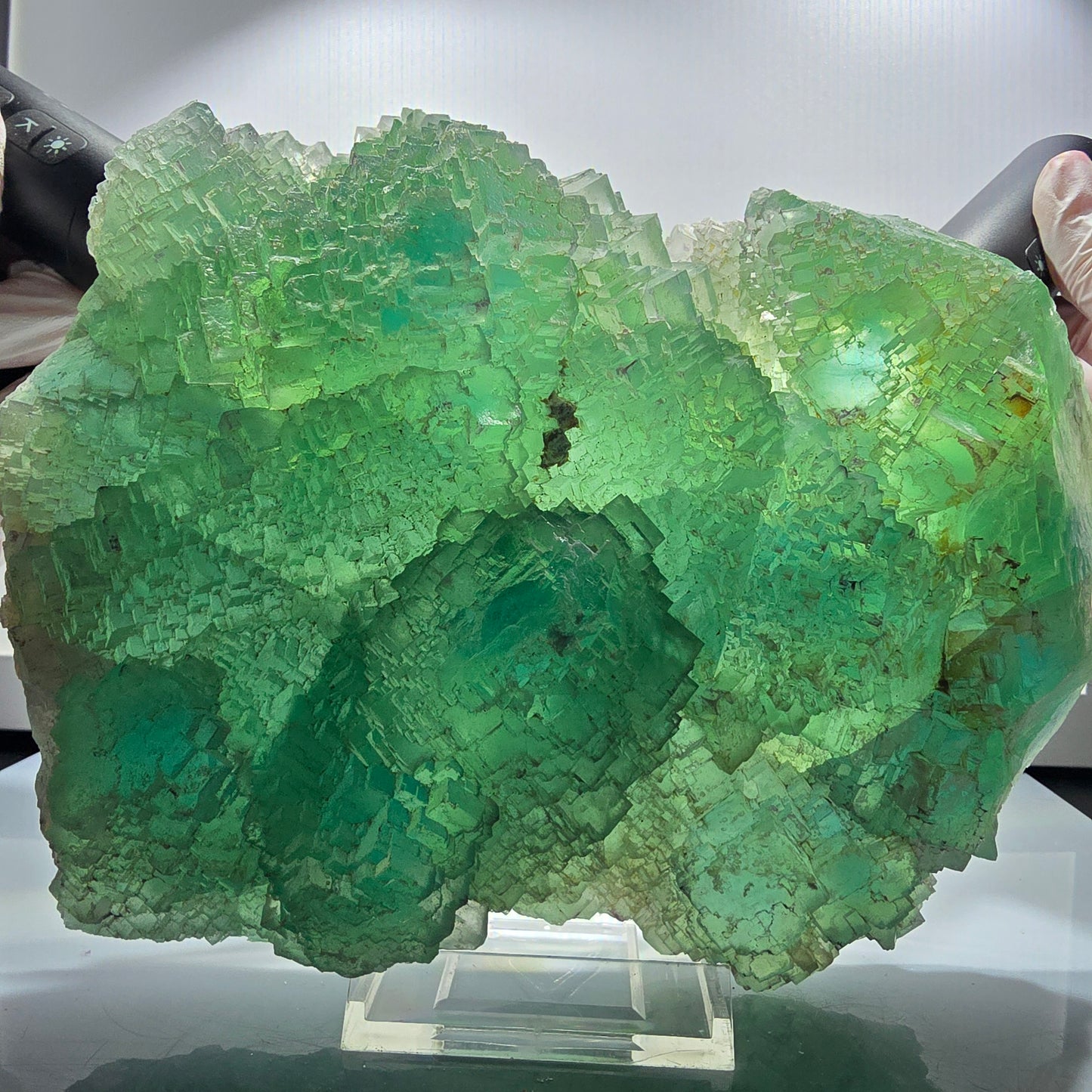XXL Cube de Fluorite Phantom, étagé, vert Omehane, Namibie 200*148*45mm #12660