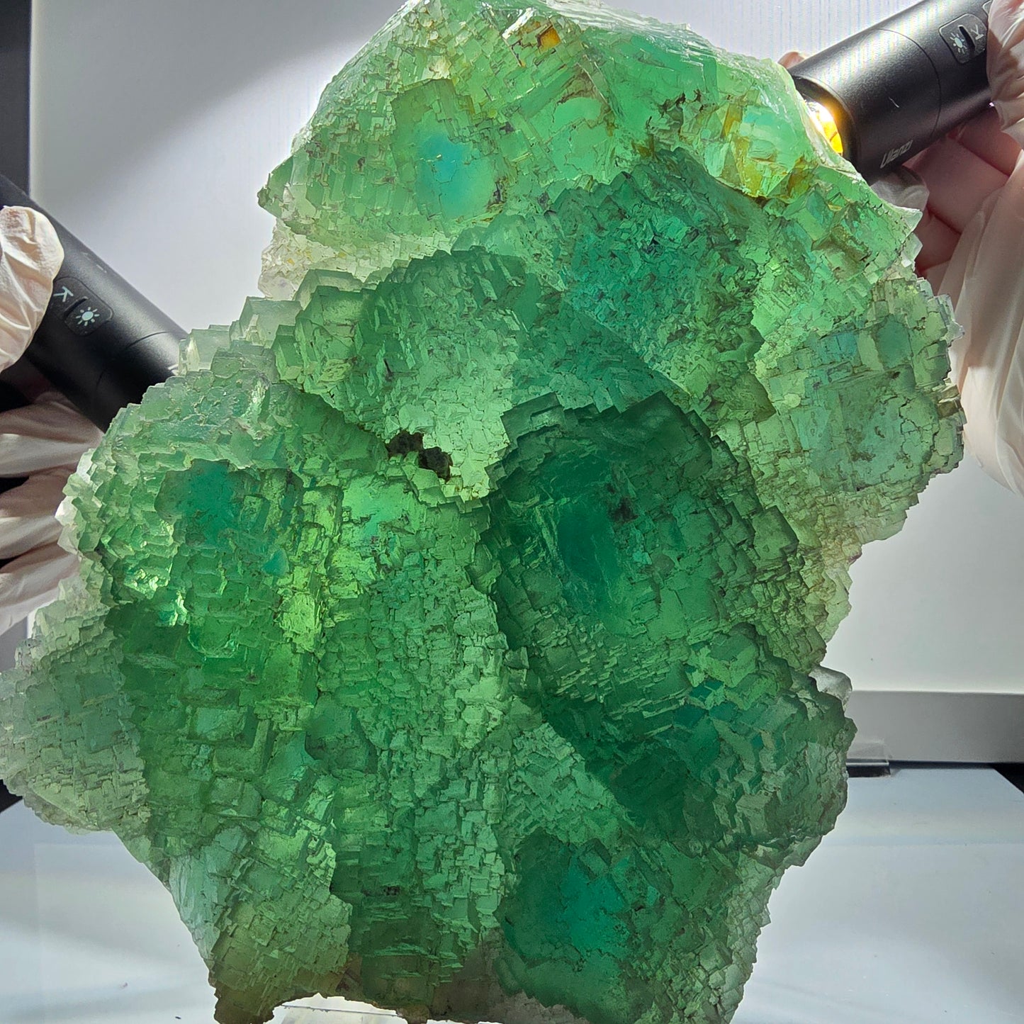 XXL Cube de Fluorite Phantom, étagé, vert Omehane, Namibie 200*148*45mm #12660