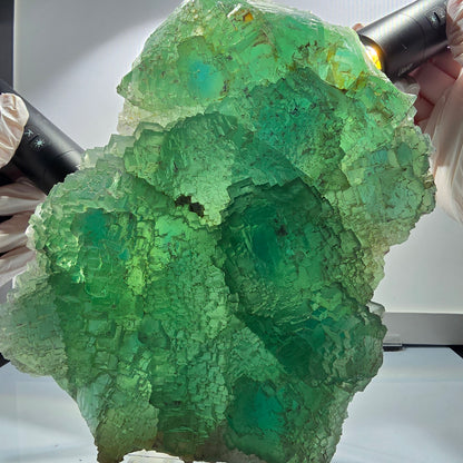 XXL Cube de Fluorite Phantom, étagé, vert Omehane, Namibie 200*148*45mm #12660