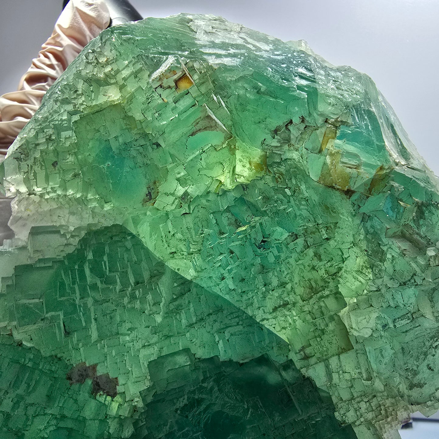 XXL Cube de Fluorite Phantom, étagé, vert Omehane, Namibie 200*148*45mm #12660