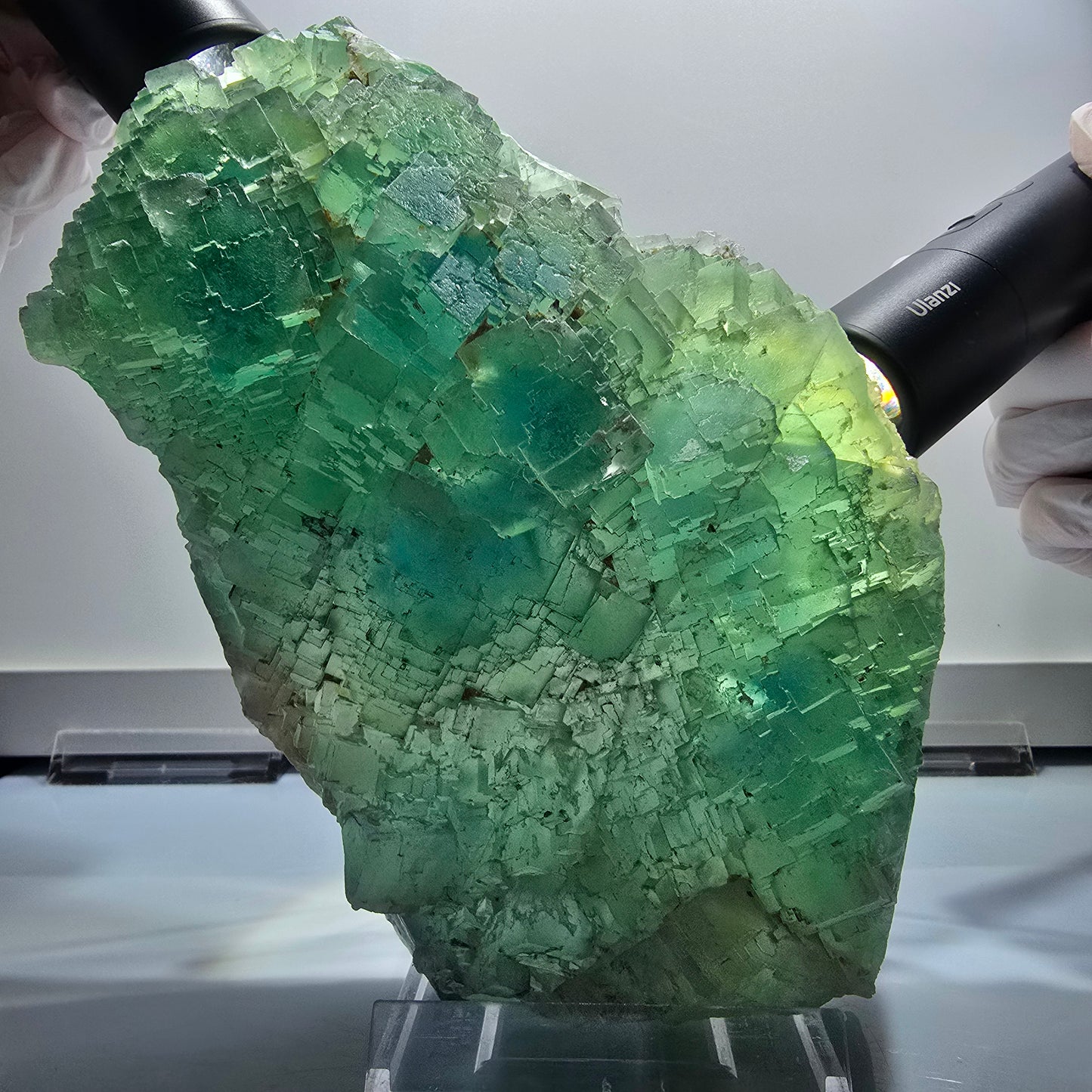 XXL Phantom Fluorite Cube Specimen, stepped, green Omehane, Namibia 180*103*46mm #12661