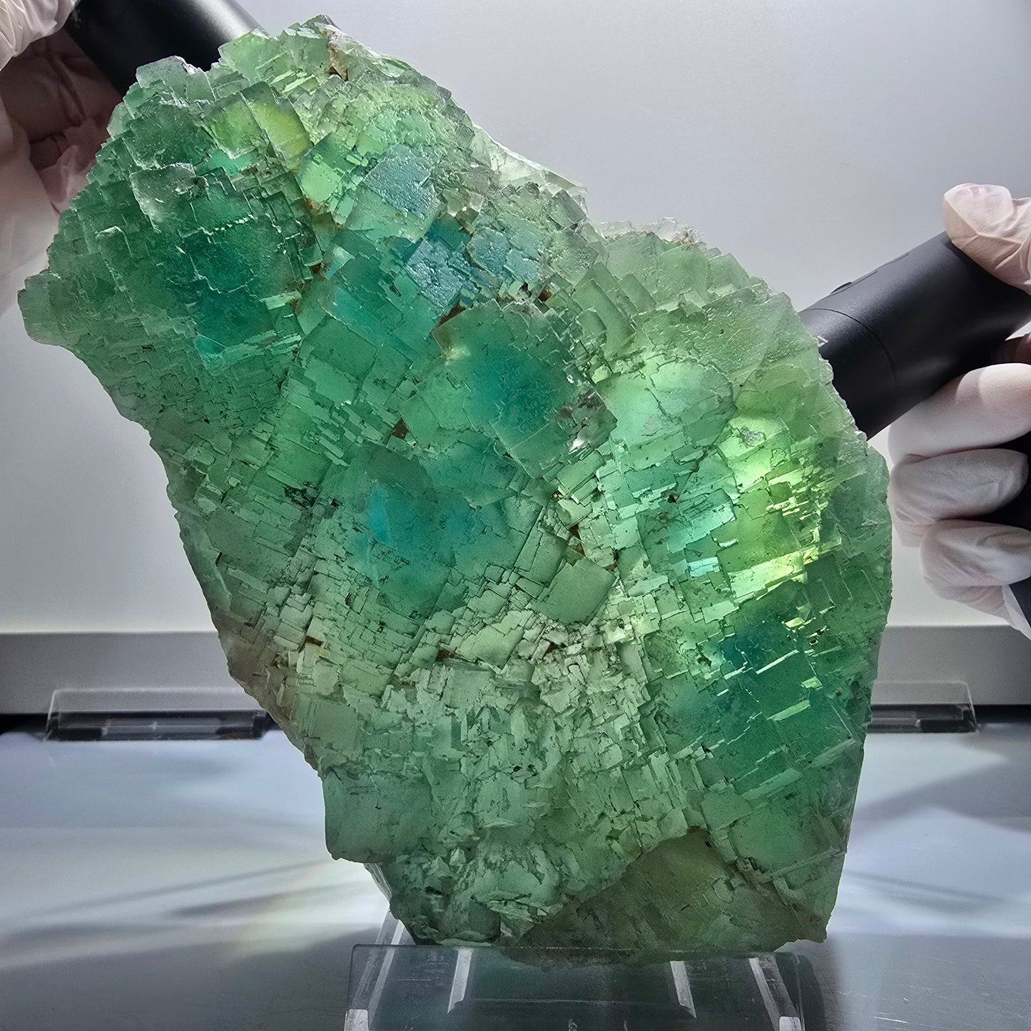 XXL Phantom Fluorite Cube Specimen, stepped, green Omehane, Namibia 180*103*46mm #12661