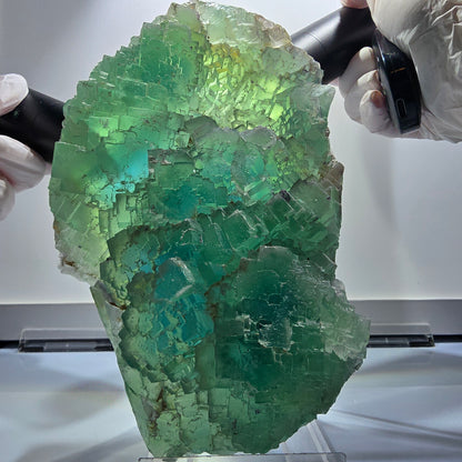 XXL Phantom Fluorite Cube Specimen, stepped, green Omehane, Namibia 180*103*46mm #12661