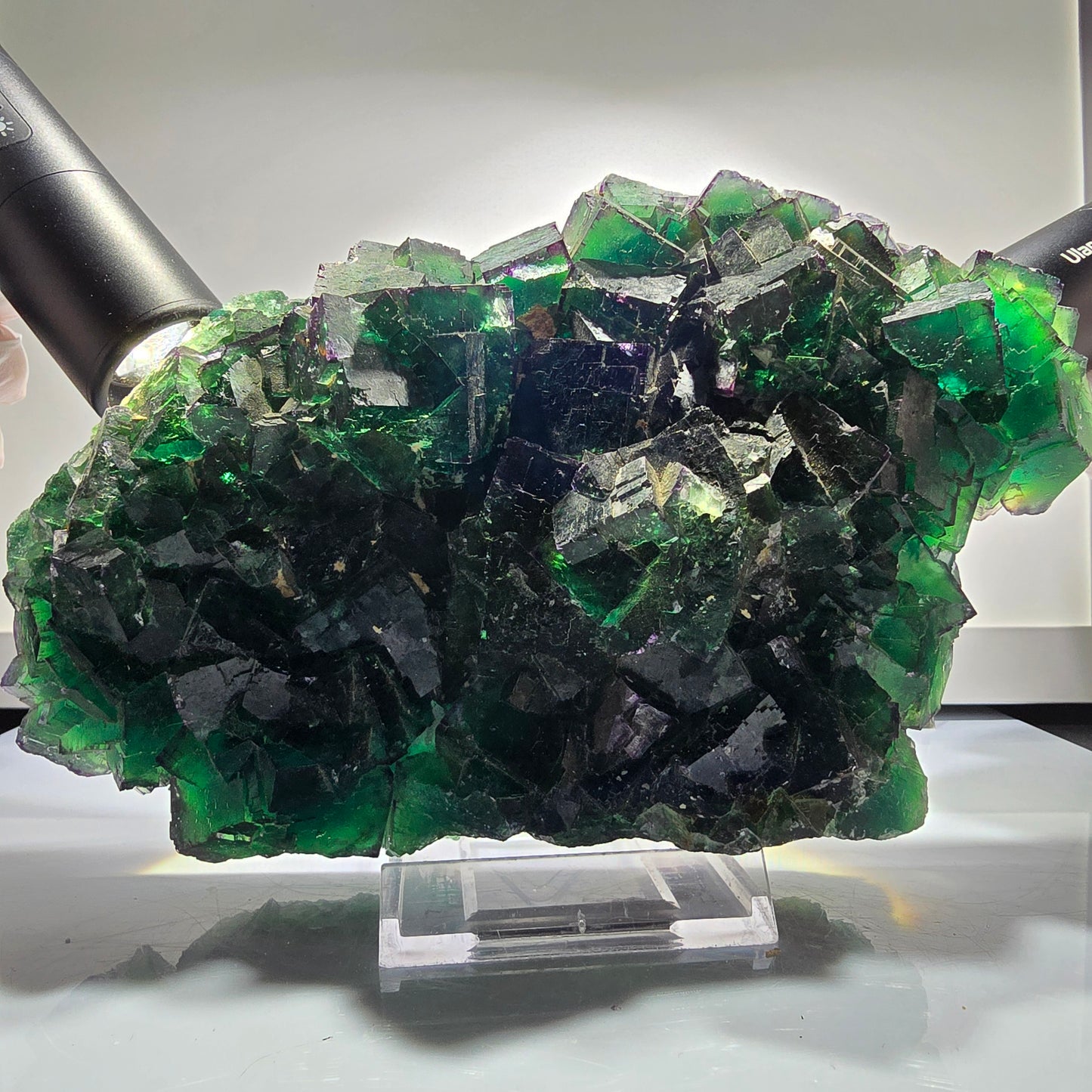 XXL Cube de fluorine fantôme, vert et violet, parcellaire, Okorusu, Namibie 201*123*47mm #12663