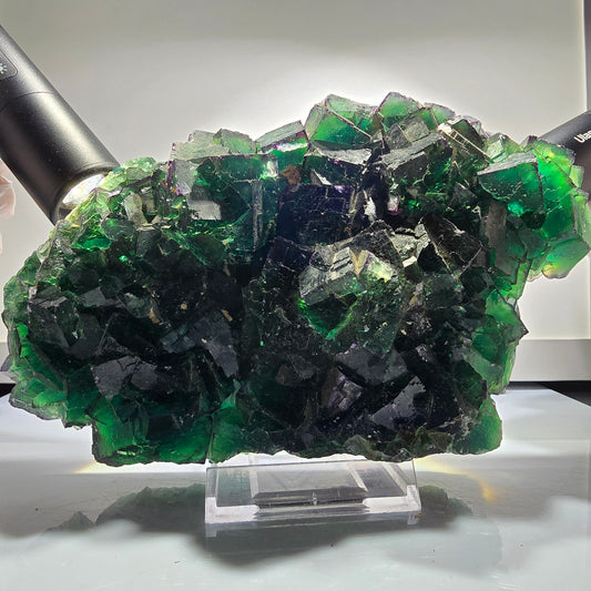 XXL Phantom Fluorit Würfel Stufe, parkettiert grün lila Okorusu, Namibia 201*123*47mm #12663