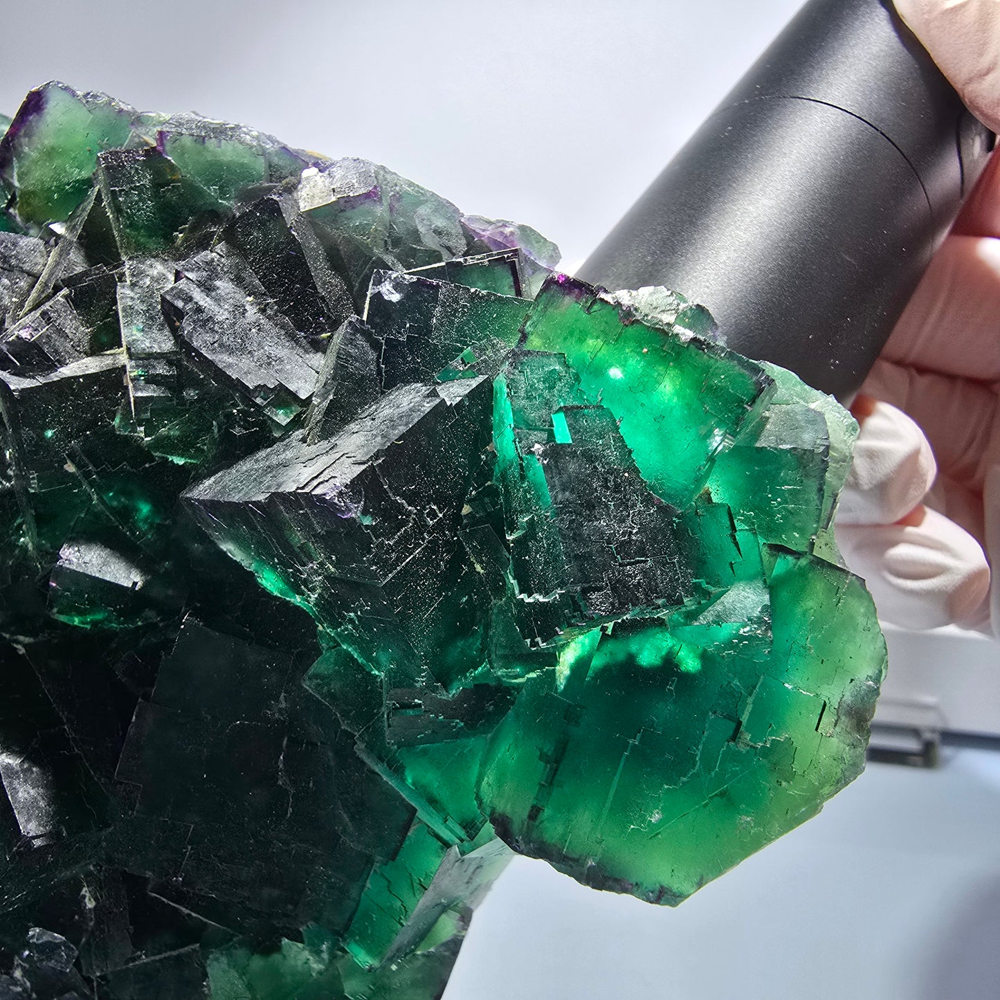 XXL Cube de fluorine fantôme, vert et violet, parcellaire, Okorusu, Namibie 201*123*47mm #12663